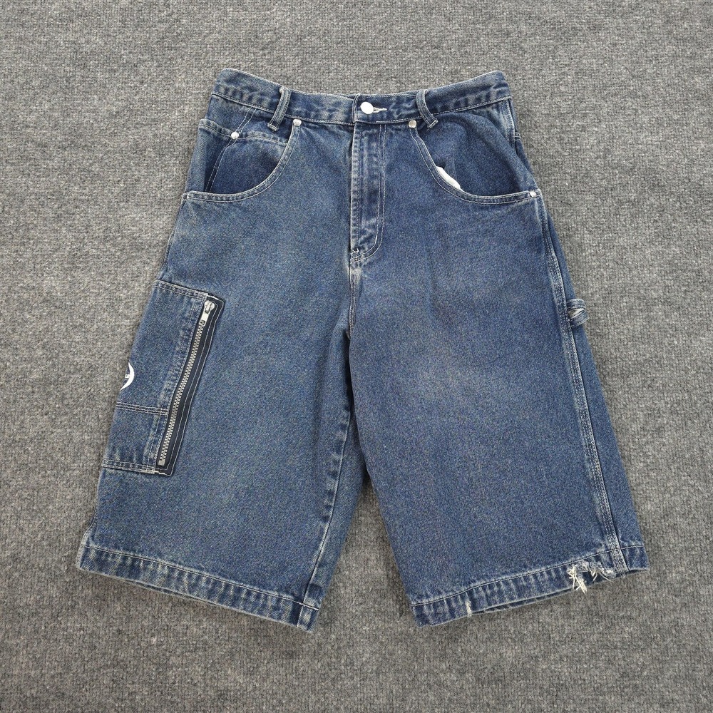 Vintage Zonz Shorts Mens 28 Blue Denim Carpenter Cargo Jorts‎ Street Baggy 90s